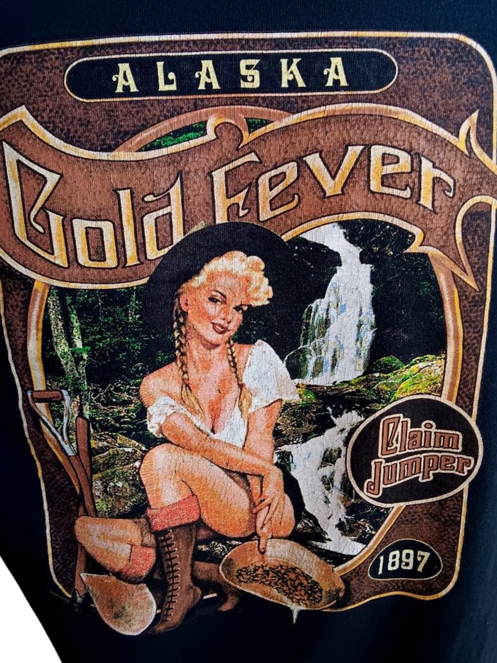 True Vintage T-shirt Large Alaskan Gold Fever 100% YeK Claim Jumper 2 Sided Boxy